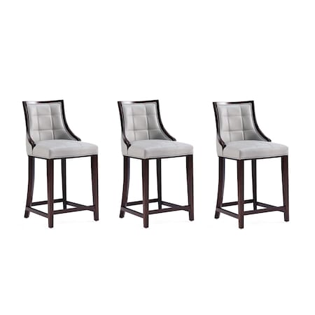 Manhattan Comfort Fifth Avenue Faux Leather Counter Stool in Light Grey- Set of 3 3-CS012-LG